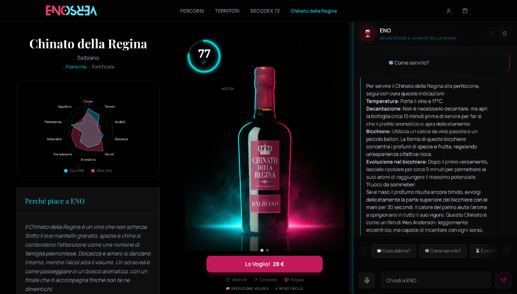 EnoVerso — Chinato della Regina, DNA Radar e Match Score